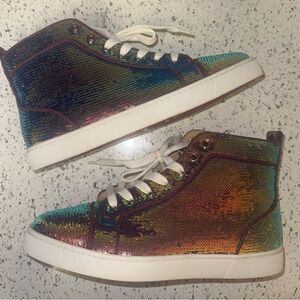 Christian Louboutin Louis Orlato Flat High Top Sneakers ‘Iridescent’ Size 8M